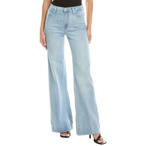 7 For All Mankind Denim - 7 For All Mankind Womens Modern Dojo Nador High-Rise Trouser Flare Jean, Blue